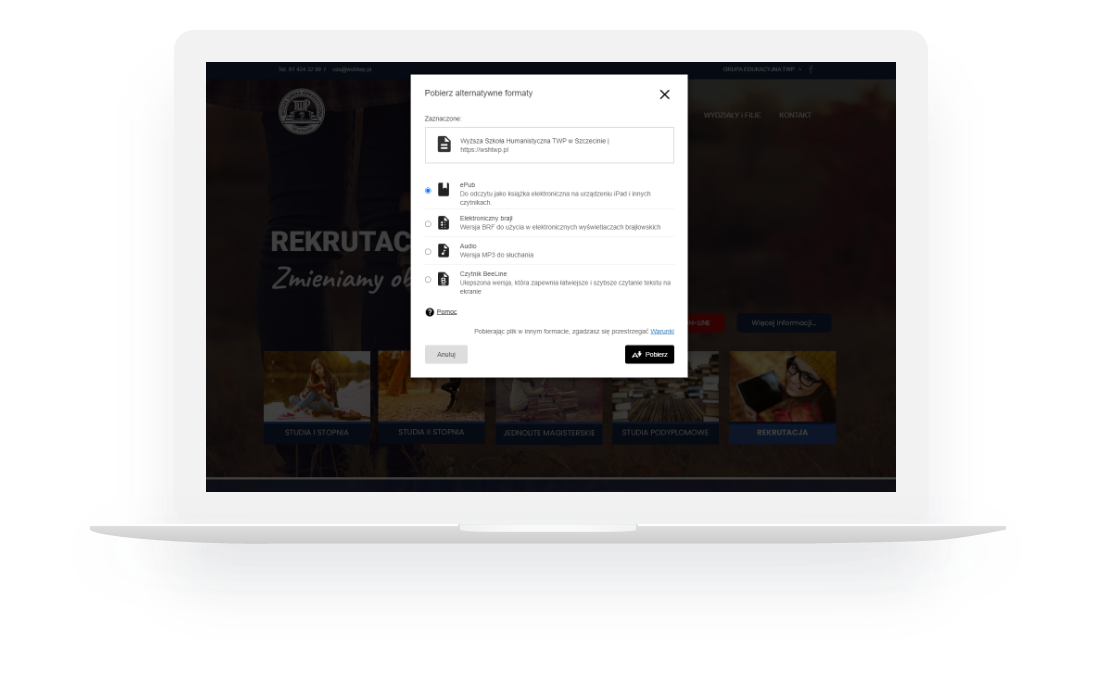 ally for websites screen