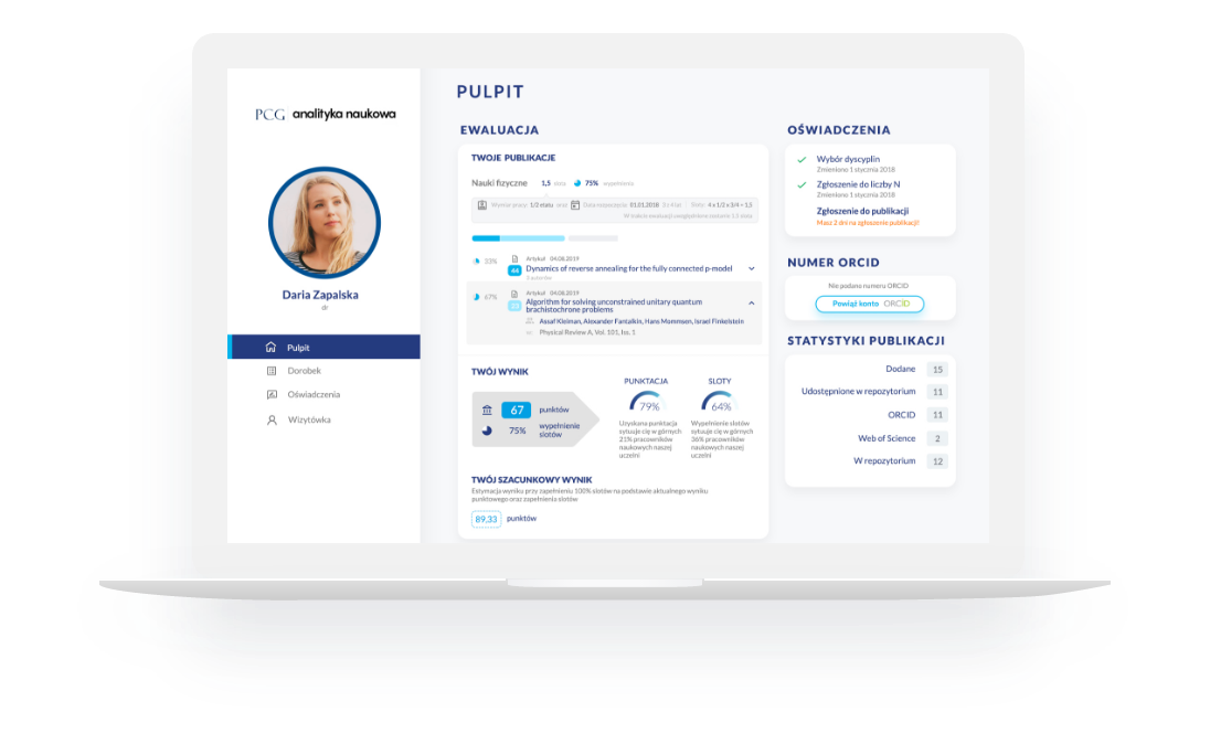 PCG analityka naukowa - pulpit